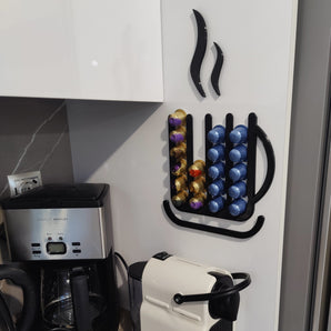 Seinään asennettava Nespresso-kapseliteline kupin muotoisena (4 osaa)
