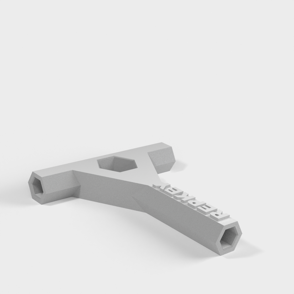 RepRap Prusa Mendel RepKey: 3D-tulostettu avain ja ruuvimeisseli M8-mutterityökalulla