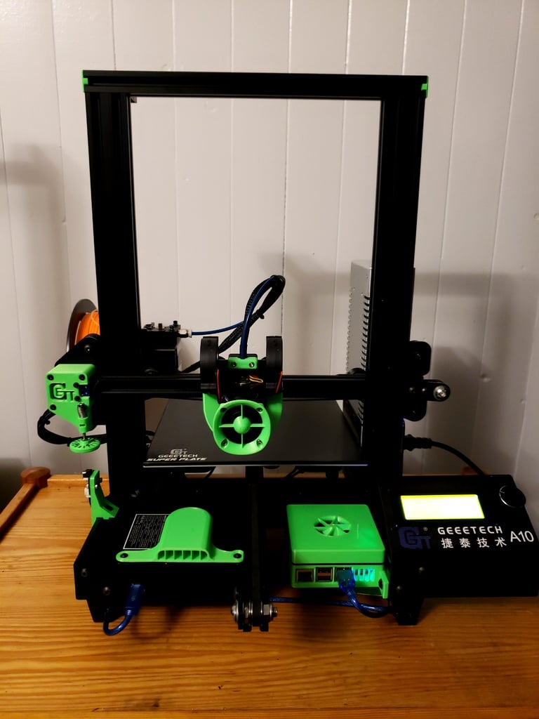 Päivityskiinnike Geeetech A10/A30: E3D V6 Hotend ja Dual 5015 -puhallintuki