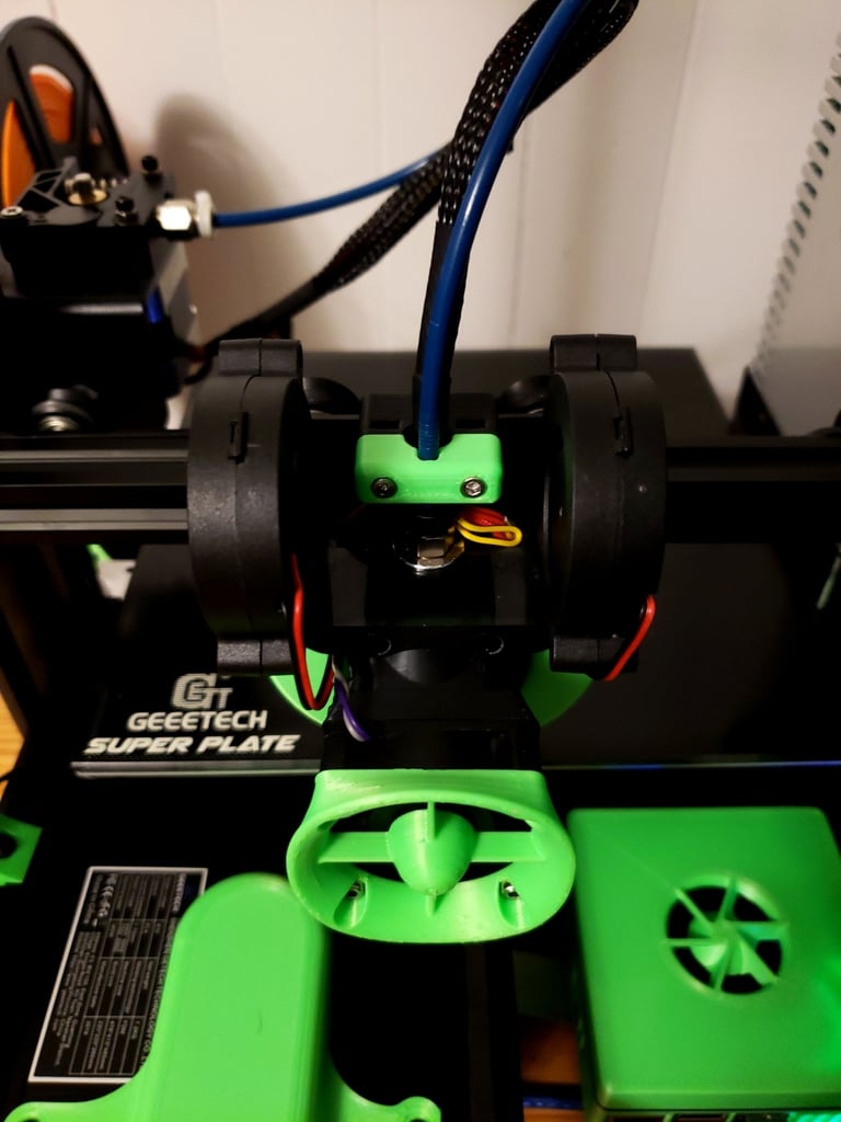 Päivityskiinnike Geeetech A10/A30: E3D V6 Hotend ja Dual 5015 -puhallintuki