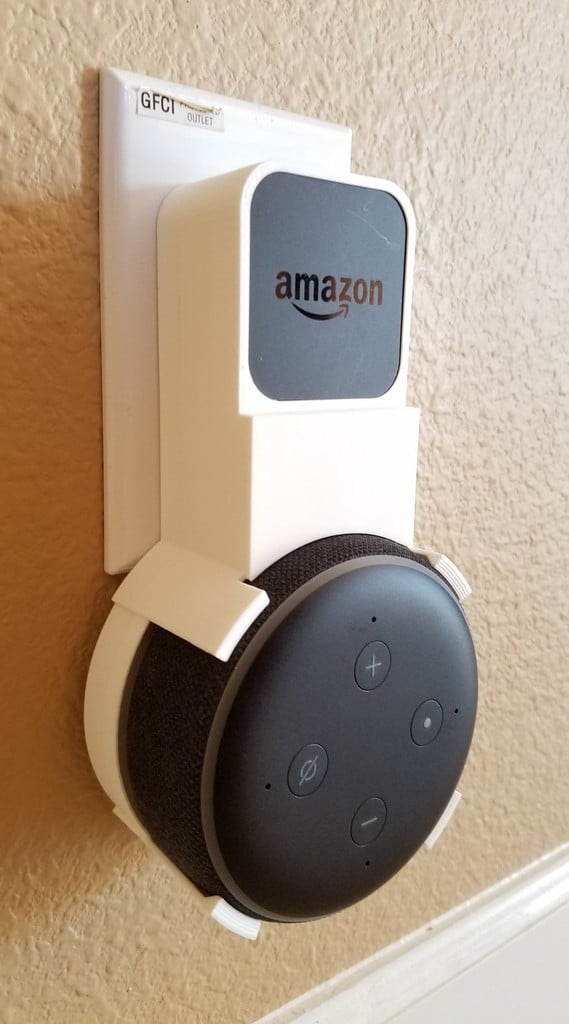 Amazon Echo Dot (3. sukupolvi) seinään kiinnitettävä pistokepidike