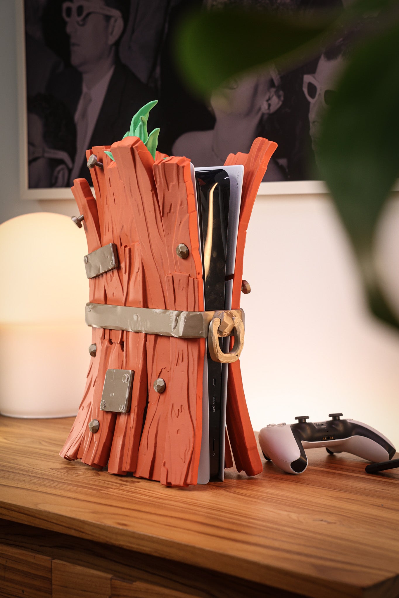Tyylikäs puinen kotelo PS5 Slim Digital -versiolle