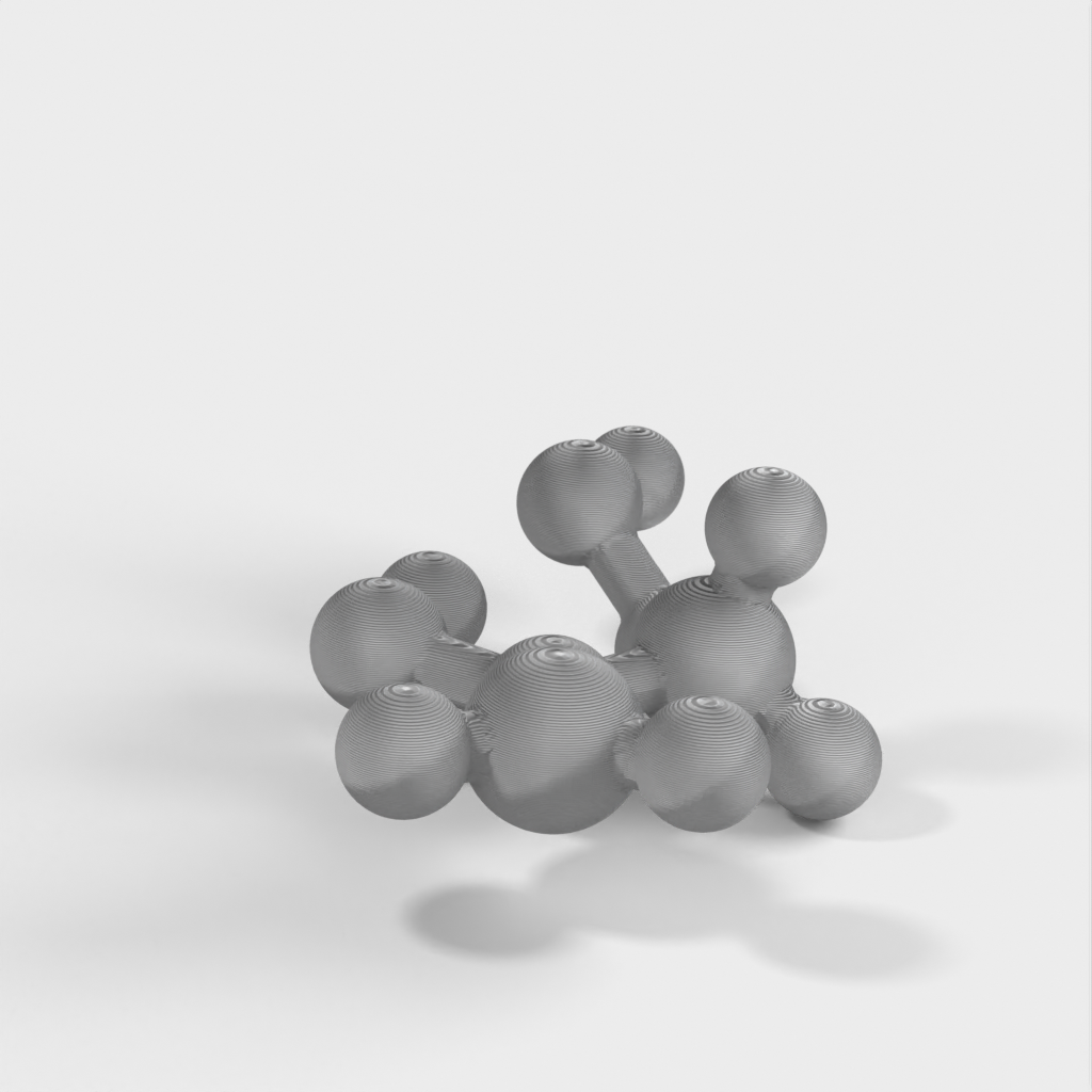 Molekyylimalli - Vinyyliasetaatti - atomimittakaavan malli pääasiallisesta liman monomeeristä