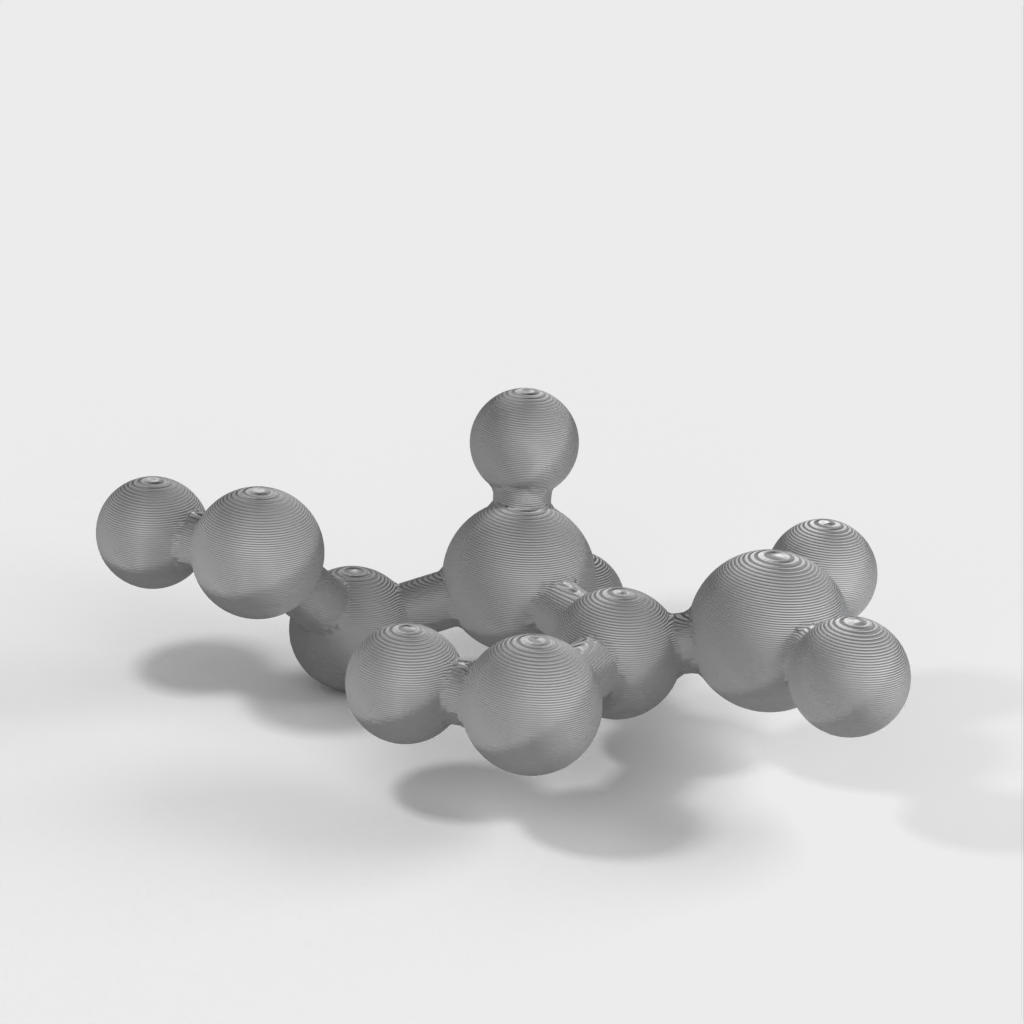 Molekyylimalli - Vinyyliasetaatti - atomimittakaavan malli pääasiallisesta liman monomeeristä