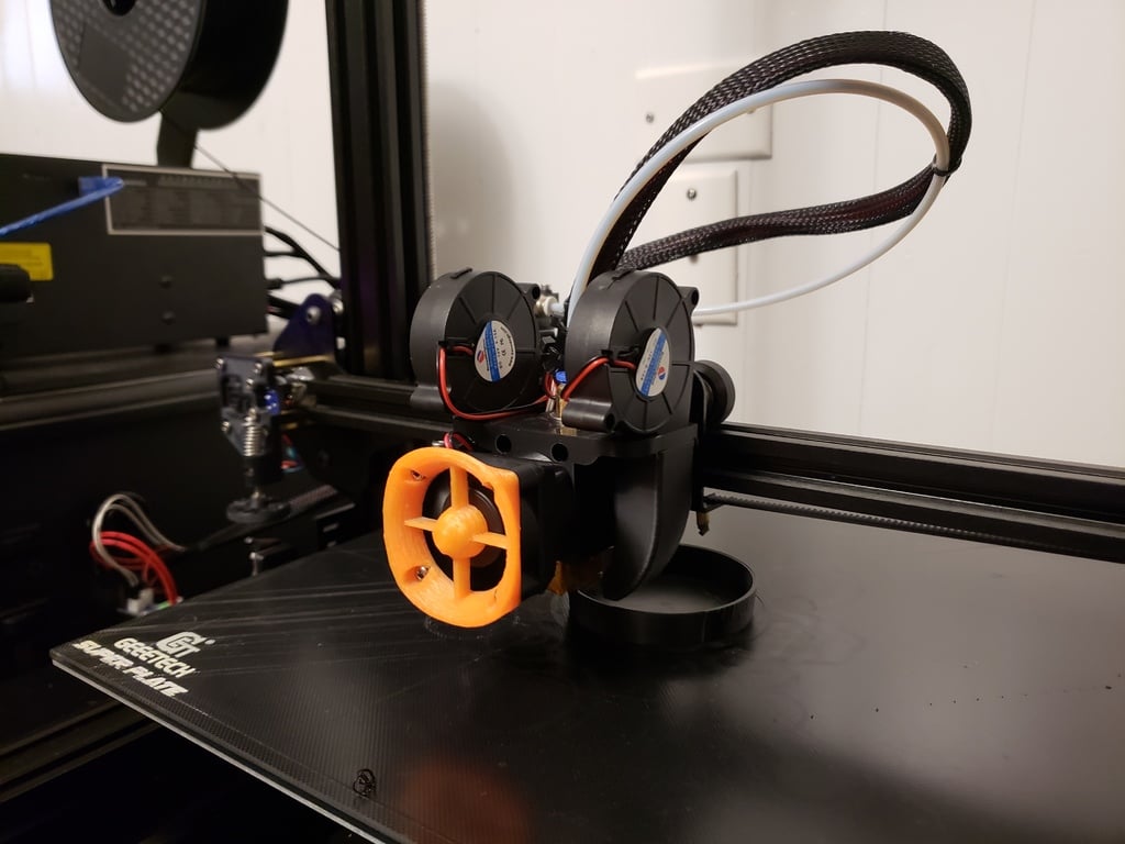 Päivityskiinnike Geeetech A10/A30: E3D V6 Hotend ja Dual 5015 -puhallintuki
