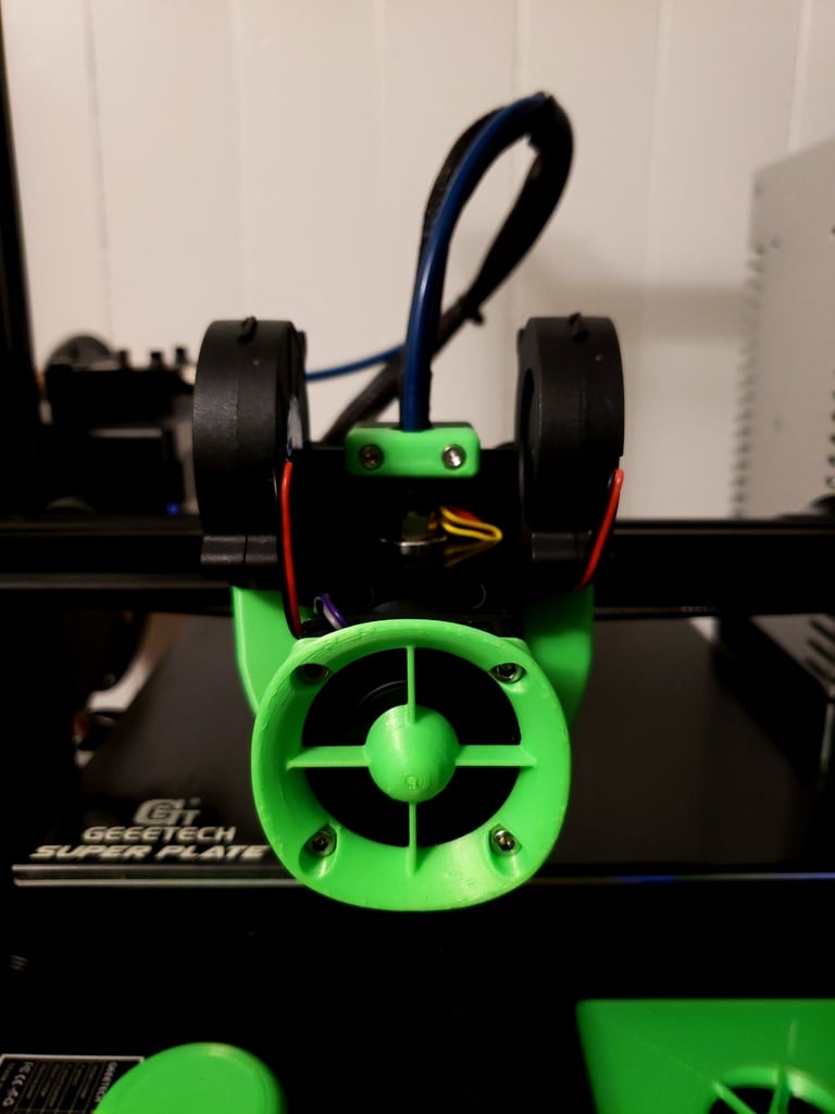 Päivityskiinnike Geeetech A10/A30: E3D V6 Hotend ja Dual 5015 -puhallintuki