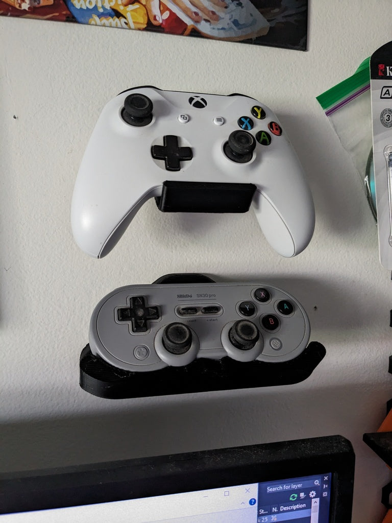 Yksinkertainen seinäkiinnike peliohjaimelle (Xbox One ja 8BitDo SN30Pro)