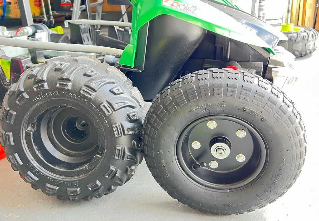 Powerwheels Dune Racer Etupyörän adapteri Harbor Freight 10" ja 13" pyörille