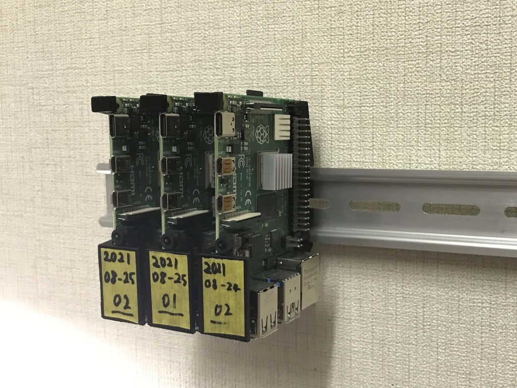 DIN-kiskotit Raspbery Pi 3:lle, 4:lle, 5:lle (vain 3D-tulostetut osat!)