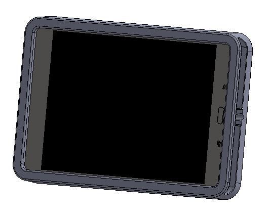 Seinäteline Samsung Tab A SM-T350:lle avoimella selkänojalla virtaliitäntää varten