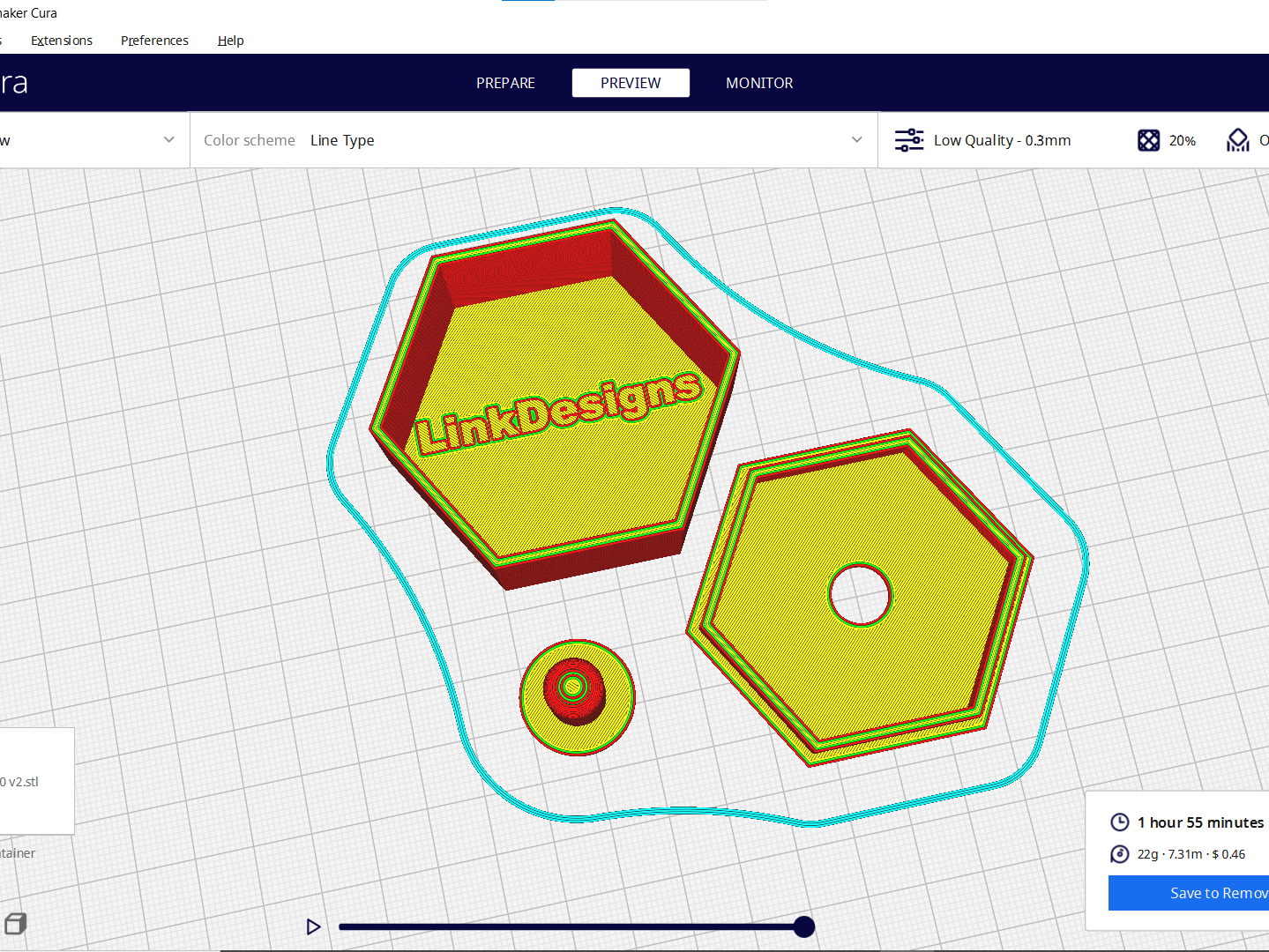 Heptagonin tarkkailija erilaisille esineille