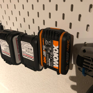 Älykäs 2-in-1-pidike Worx/Pattfield 20V -akuille – IKEA Skadis -järjestelmään