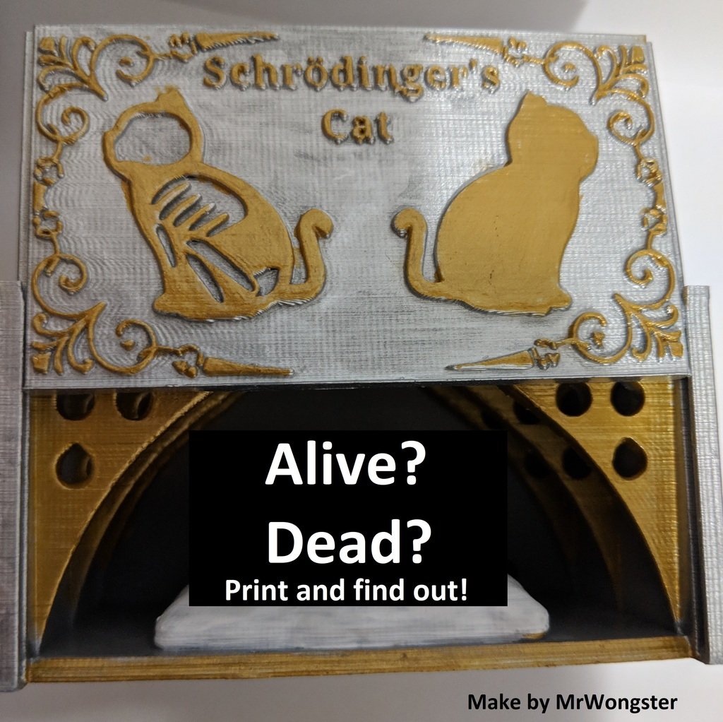 Schrödingerin kissa 3D-tulostus, fyysinen osoitus kvanttimekaniikan teoriasta.