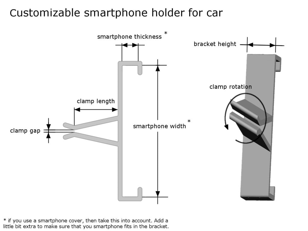 Mukautuva älypuhelimen pidike auton ilmasuuttimelle