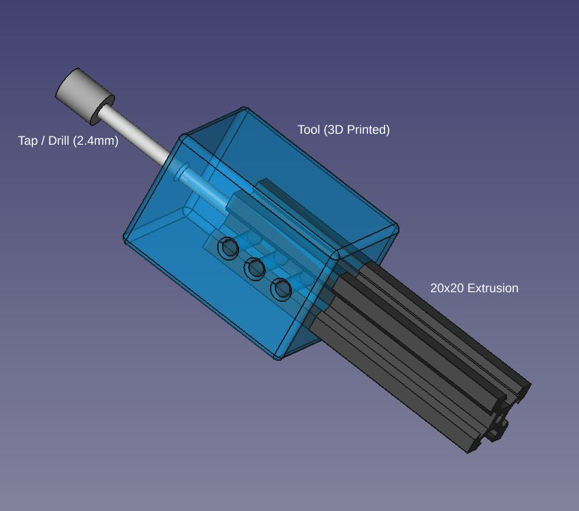 Tap &amp; Drill Adjustment -työkalu 20x20mm ekstruusiota varten