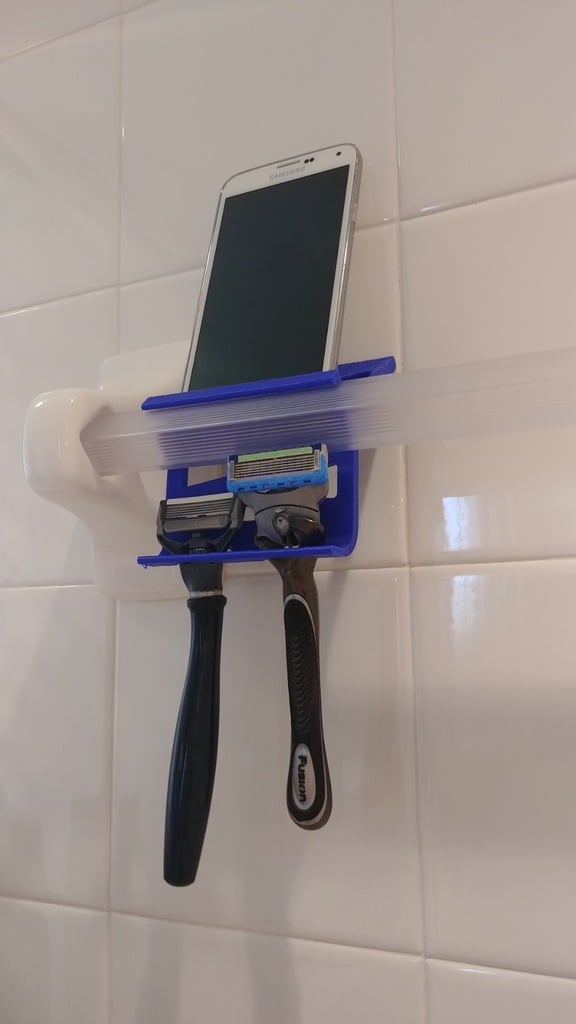 Pyyhekuivain suihkukaappi parranajokoneelle ja puhelimen pidikkeelle