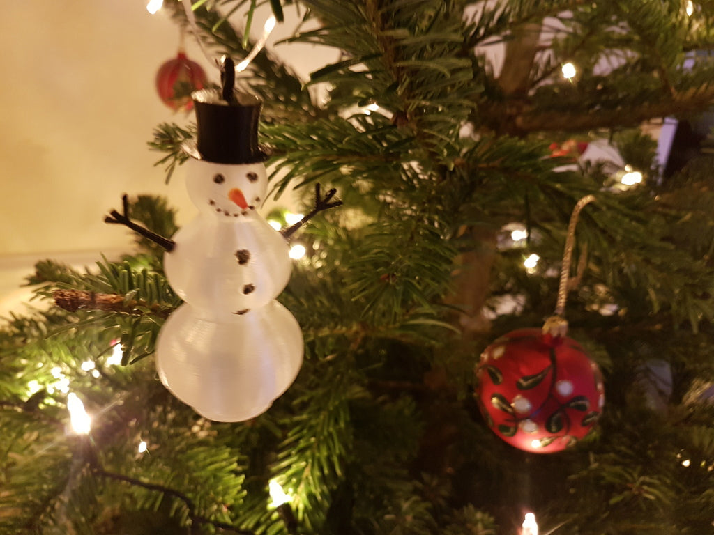 Maljakkomallin lumiukko, joulukoristeen painos