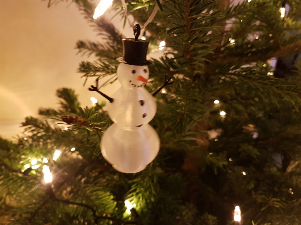 Maljakkomallin lumiukko, joulukoristeen painos