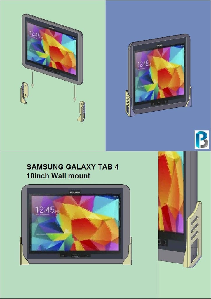 Seinäteline tabletille/älypuhelimelle Galaxy Tab 4:lle